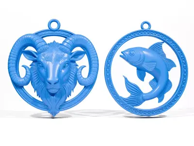 Aries and Pisces Pendants 3D print model