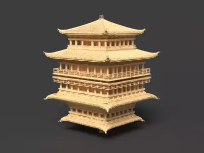 Chinese bamboo house lantern  Low-poly 3D model