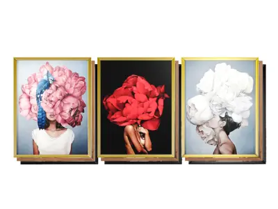 27 Art Frames Flower Head And Feather Head 3D model