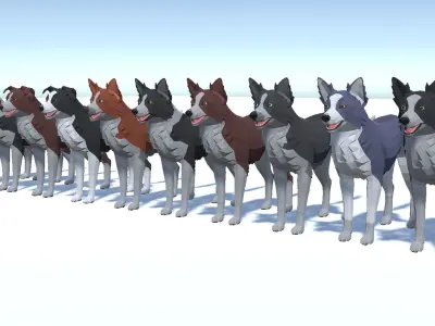 LowPoly Dog - Border Collie Low-poly 3D model