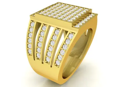Luxury Square Pave Diamond Men Ring 3D Model 3375 3D print model
