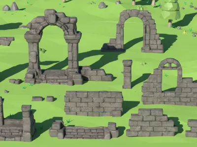 Stylized Ruins Asset Pack  Low-poly 3D model