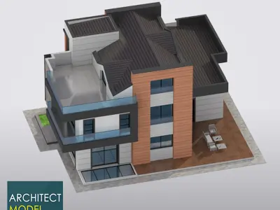 Architectural 3d Model Home Low-poly 3D model