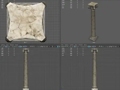 Low Poly Ionic Column 45 Angle   Low-poly 3D model