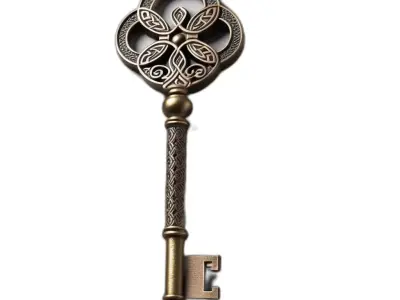 Ornate Antique Skeleton Key Low-poly 3D model
