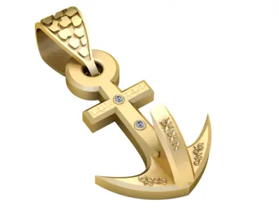 UNIQUE STYLE ANCHOR PENDANT 3D PRINTABLE MODEL  3D print model