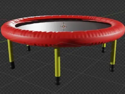 3D Red Cute Trampoline Model 3D model