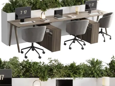 Workplace  office furniture - Employee desk 26 Low-poly 3D model