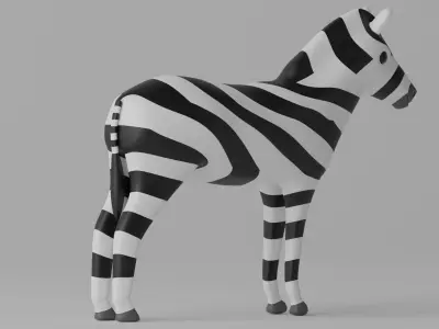 Cartoon Cute Zebra 3D model