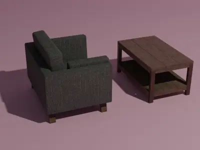 Couch coffee table set 3D model