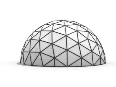 Geodesic Dome with Door Opening and enclosure Panels 3D model