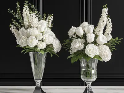 Flower Set 023 White bouquet 3D model