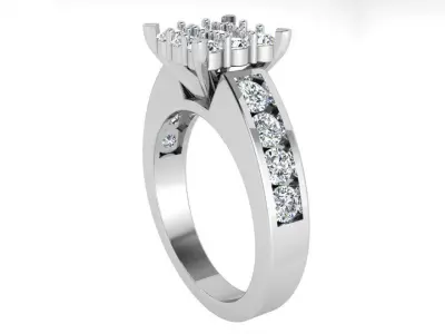 Channel Setting Square Diamond Ring 3416 3D print model