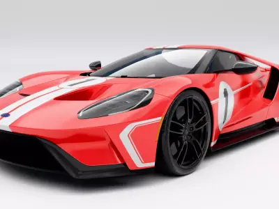 Ford GT Heritage Edition 2018 Low-poly 3D model
