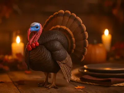 Realistic Turkey Thanksgiving Decor Wild Turkey 3D print model