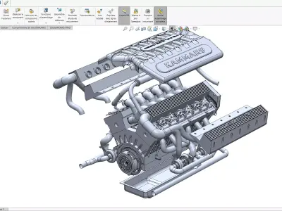 V12 Engine Model with native file Solidworks  3D model