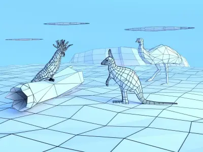 AUSTRALIAN NATIVE ANIMALS Low-poly 3D model