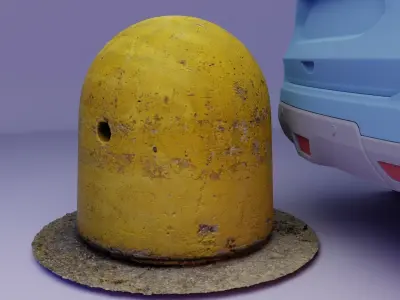 Concrete road bollards 01 high-poly 3D model