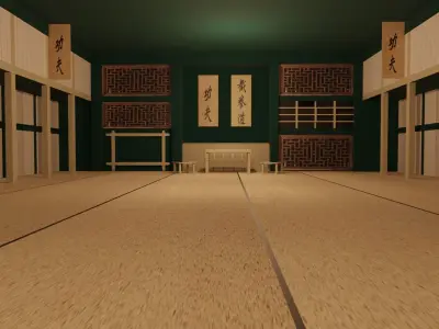 Kung-Fu Hall Low-poly 3D model