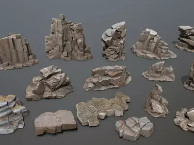 Egyptian rocks Set Low-poly 3D model