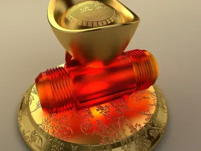 Chinese gold ingot 3D model