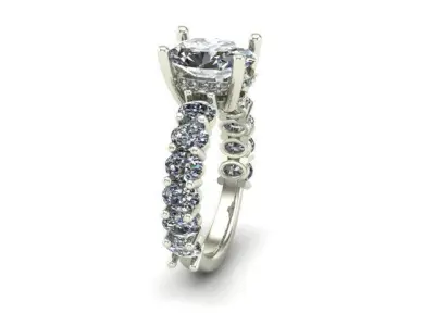 Engagement Ring Rounded With Round and Oval Diamond  3D model