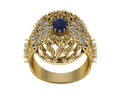 LUXURY DIAMOND AND BLUE SAPPHIRE RING 3D PRINTABLE MODEL 3D print model