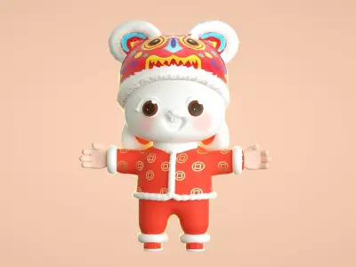 cartoon new year rabbit 3D model