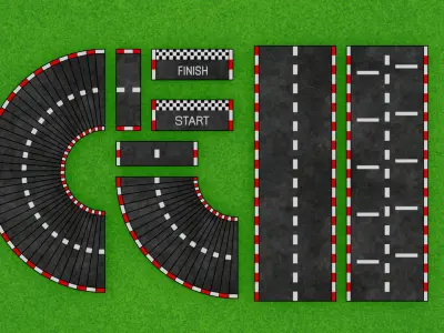 Racetrack - Circuit Low-poly 3D model