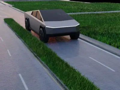 Cybertruck futuristic electric car Low-poly 3D model