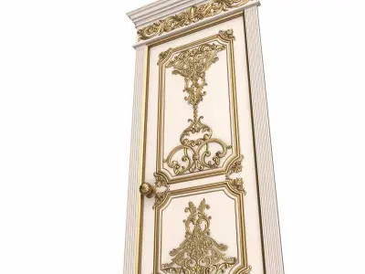 Carved Door Classic 0802 White Low-poly 3D model