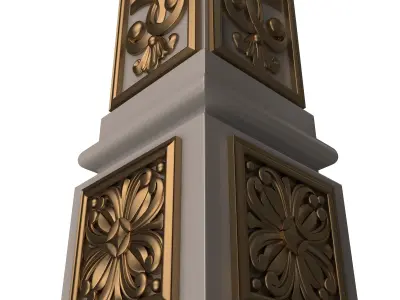 Stair Baluster 07 White Low-poly 3D model