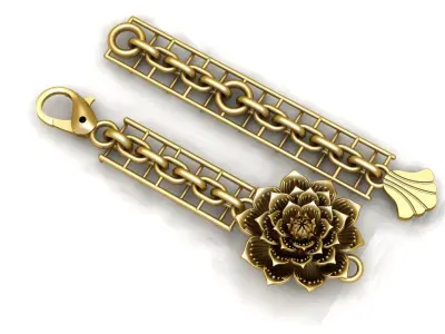 Women Fashion Flower chain Bracelets 3d Printable Model 3D print model