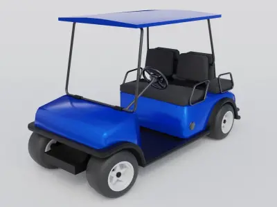 Golf Cart Blue Low-poly 3D model