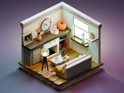 cozy fall room 3D model