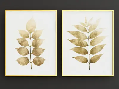 Set Arts Collection two gold leaf prints 3D model