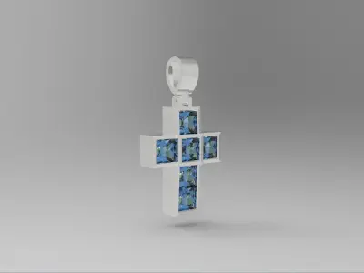 Beautiful Cross Unisex - Luxury Small Cross with Natural Stones 3D print model