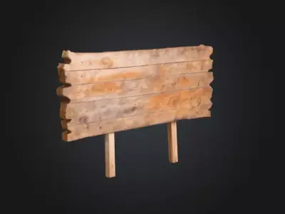 Rustic Wooden Signboard Low-poly 3D model