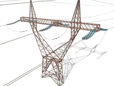 Electricity Pole 21 Weathered 3D model