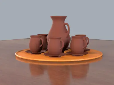 Vase and mugs set 3D model