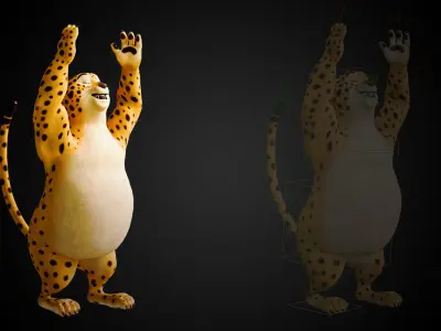 Stylized Biped Cheetah - Rigged Cartoon Animal  for Blender Low-poly 3D model