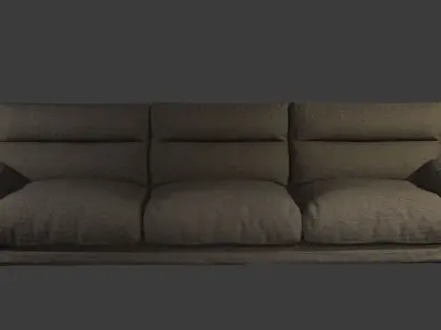 lo-poly modern sofa with high-poly version file Low-poly 3D model