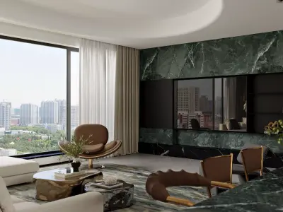 Luxury living and dining room interior 3D model get