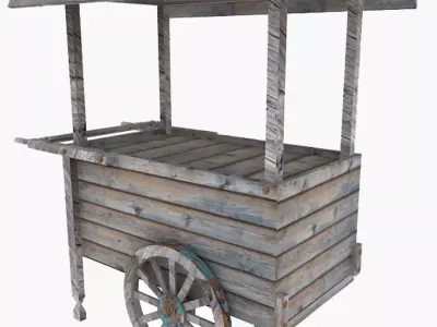 Old Food Cart Low-poly 3D model