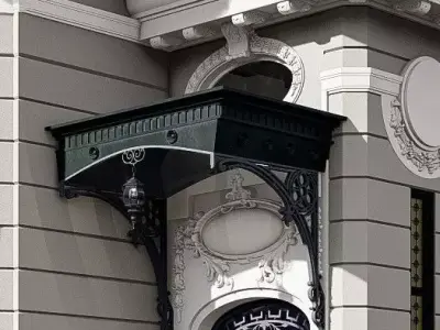 Classic iron wrought marquise-canopy-awning 3D model