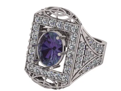 LUXURY SQUARE SHAPE DESIGN RING PRINTABLE MODEL 3D print model