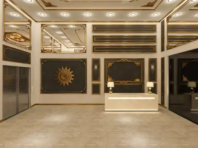 Lux Luxury Ornamental Entrance Palace Gold 3D model