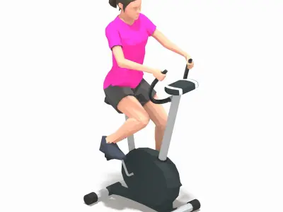 Bicycle  Exercise Woman Animation Low-poly 3D model
