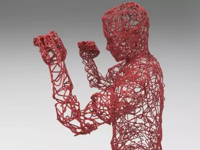Wire boxing sculpture 3D model