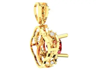 Luxury Ruby Diamond Halo Pendant for Women  271 3D print model